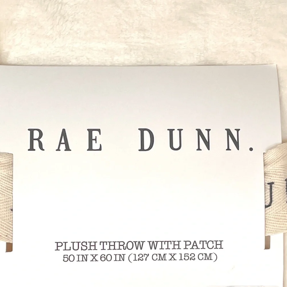 Rae Dunn Home Sweet Home Throw Blanket Cream 50x60